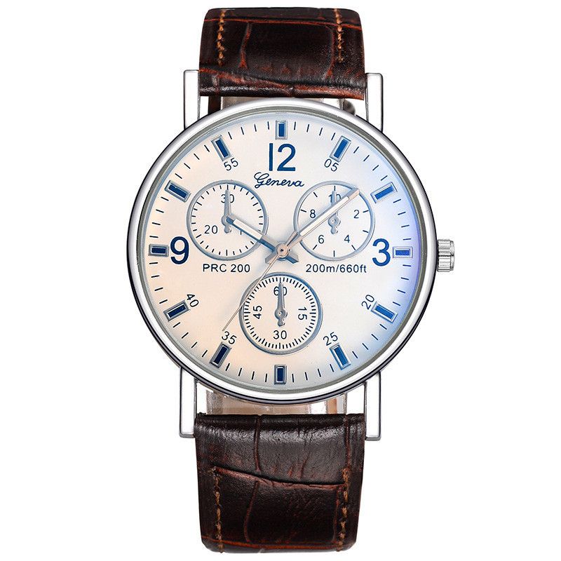 FBMFashion Gift Watch Quartz Watch Men's and Women's Glass Belt Men's Watch White + brown one size