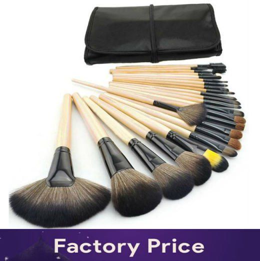 24 pcs Cosmetic Kit Professional Makeup Brushes Set tools Make-up Toiletry Kit Wool Brand Brush Set Black 24 pcs/Pack