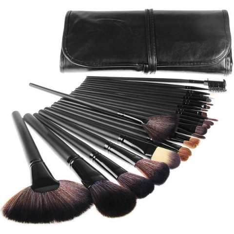 24 pcs Cosmetic Kit Professional Makeup Brushes Set tools Make-up Toiletry Kit Wool Brand Brush Set Black 24 pcs/Pack