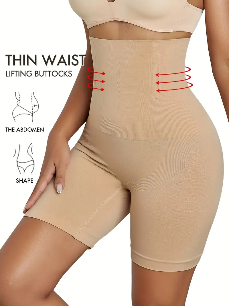 High Waist Shaping Boyshort Panties, Tummy Control Butt Lifting Slim Shorts, Women's Underwear & Shapewear Black S/XS