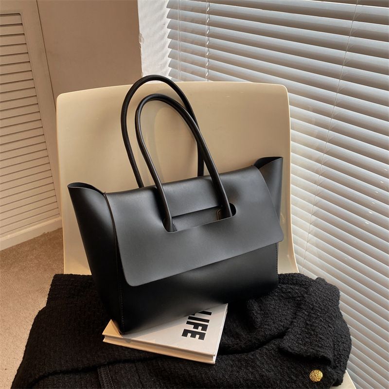 2*PC High end large bag women's bag 2025 new trendy Korean version large capacity handbag retro commuting tote bag black AS PICTURE