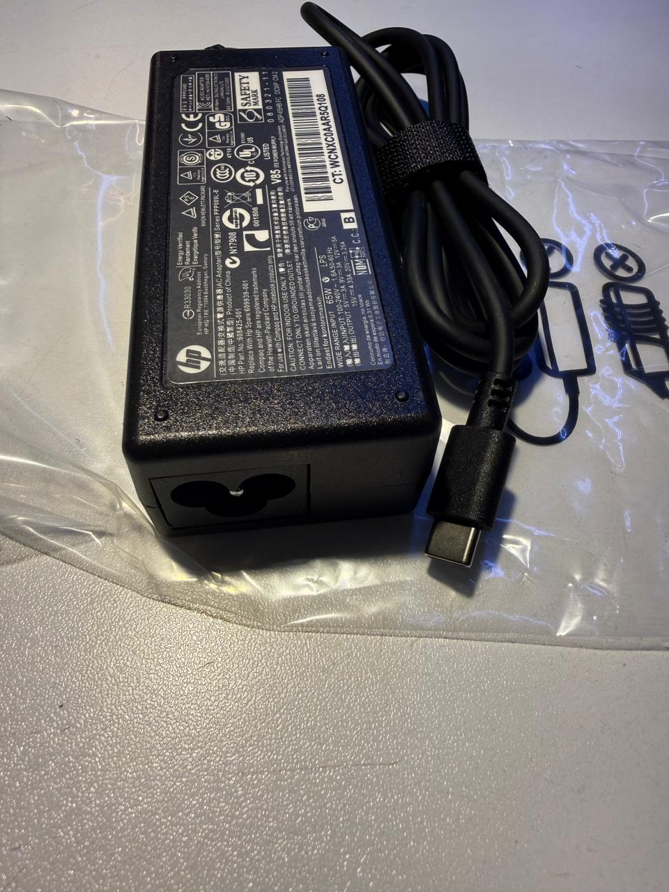 HP 65W USB-C Fast Charging Laptop Adapter for HP EliteBook – Type-C Charger, Compatible with 830/840/850 G5/G6/G7/G8 & x360 Models – Complete with Power Cabl