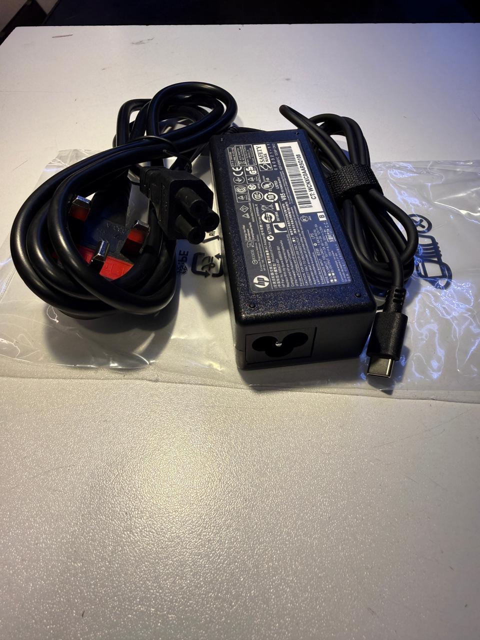 HP 65W USB-C Fast Charging Laptop Adapter for HP EliteBook – Type-C Charger, Compatible with 830/840/850 G5/G6/G7/G8 & x360 Models – Complete with Power Cabl