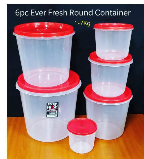EverFresh 6-Piece Airtight Food Storage Containers – Round Plastic Kitchen Set