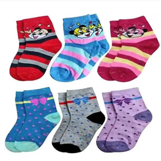 12 Pcs Kids Socks (1 Dozen) – Multicolor Cotton Socks for Ages 1–3 Years 🔥🔥
