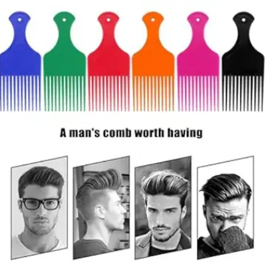 3 Pcs Wide Tooth Afro Hair Pick Comb – Plastic Lift Comb for Curly Hair
