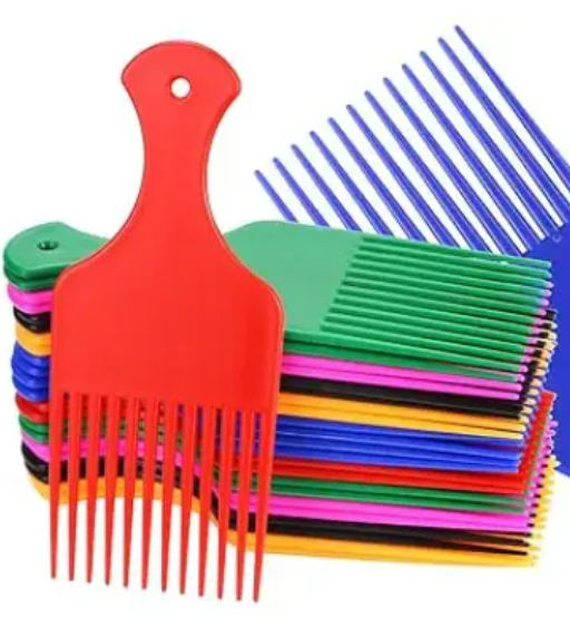3 Pcs Wide Tooth Afro Hair Pick Comb – Plastic Lift Comb for Curly Hair