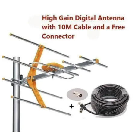 High Gain Digital TV Aerial Antenna – Indoor/Outdoor HD DVB-T2 Free-to-Air Signal Booster for Smart & Digital TVs Kenya Designed to capture all signals for all Free-to-Air local and international