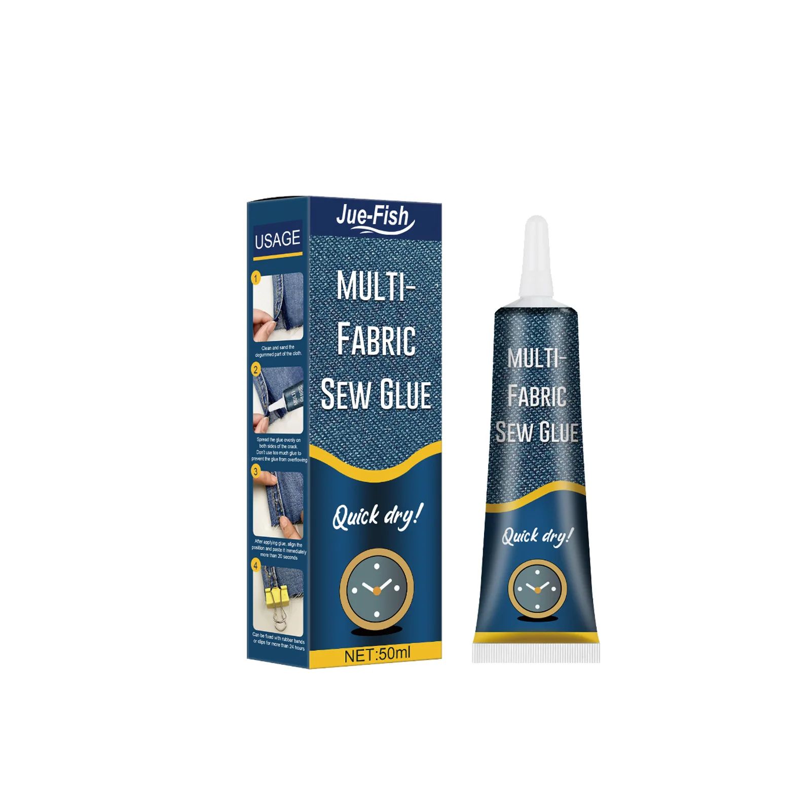 Cloth Repair Sew Glue, Fabric Sewing Adhesive for Jeans, Printing Pants, Cotton Flannel, Denim Leather, 50ml