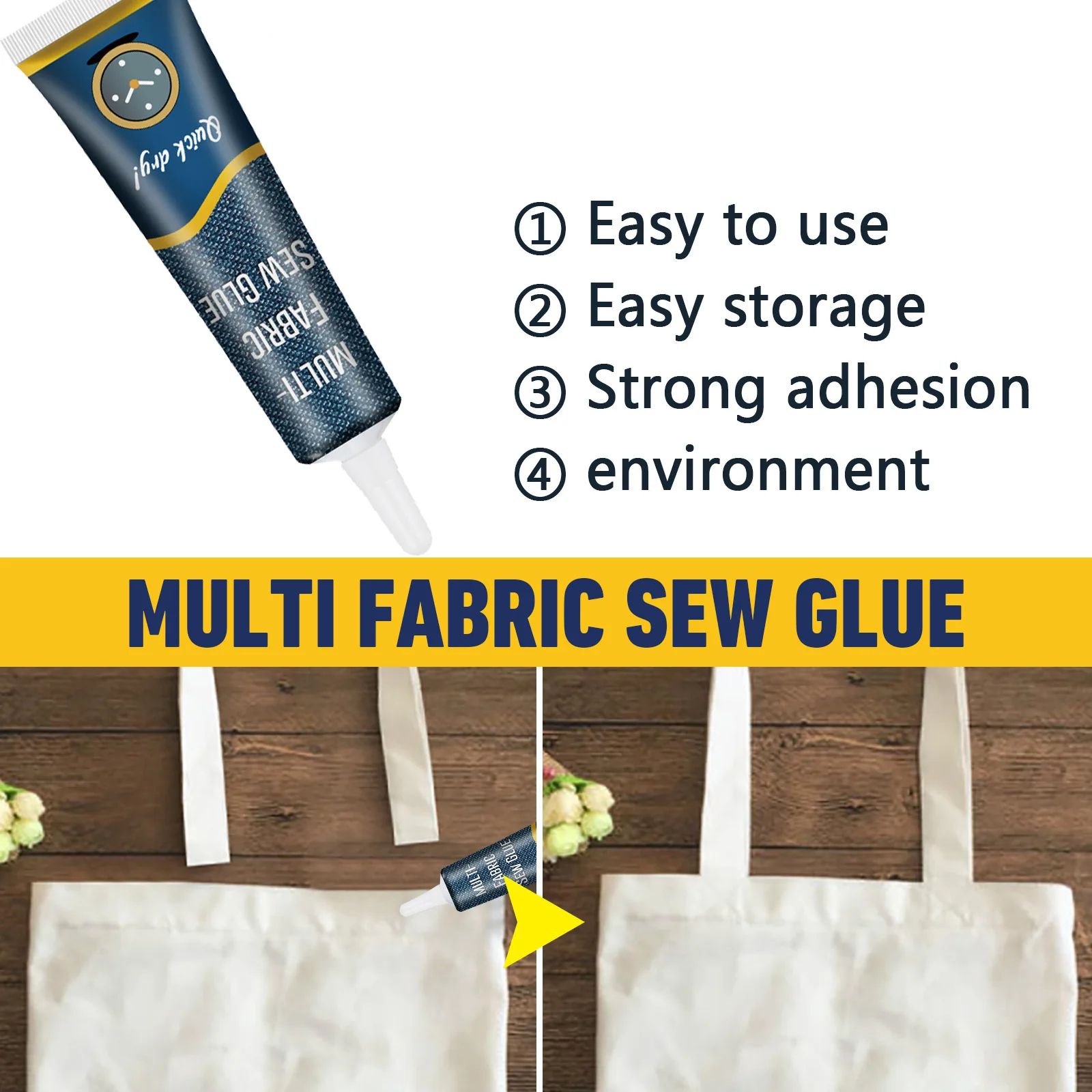 Cloth Repair Sew Glue, Fabric Sewing Adhesive for Jeans, Printing Pants, Cotton Flannel, Denim Leather, 50ml