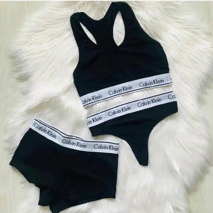 CK  3-Piece Women's Underwear Set; Seamless Thong, Hotpant and a Sportsbra - Sexy and Comfortable Ladies Briefs Lingerie
