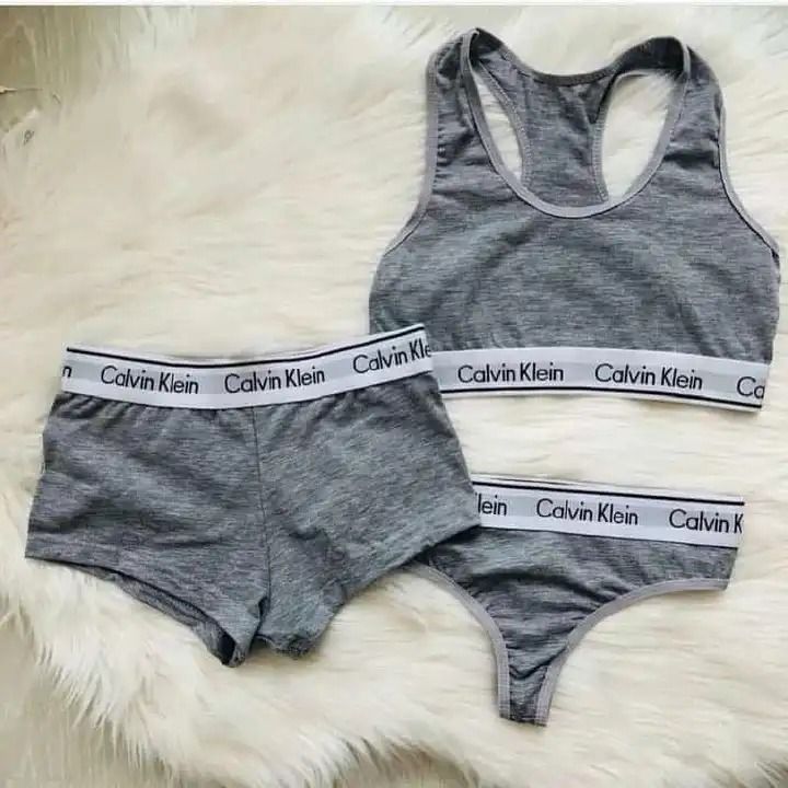 CK  3-Piece Women's Underwear Set; Seamless Thong, Hotpant and a Sportsbra - Sexy and Comfortable Ladies Briefs Lingerie