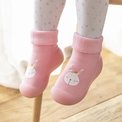 Non-Slip Baby/Toddler Sock Shoes with Soft Rubber Soles – Warm, Flexible Indoor Shoes for Infants & Toddlers (Sizes 12M to 2 Years)