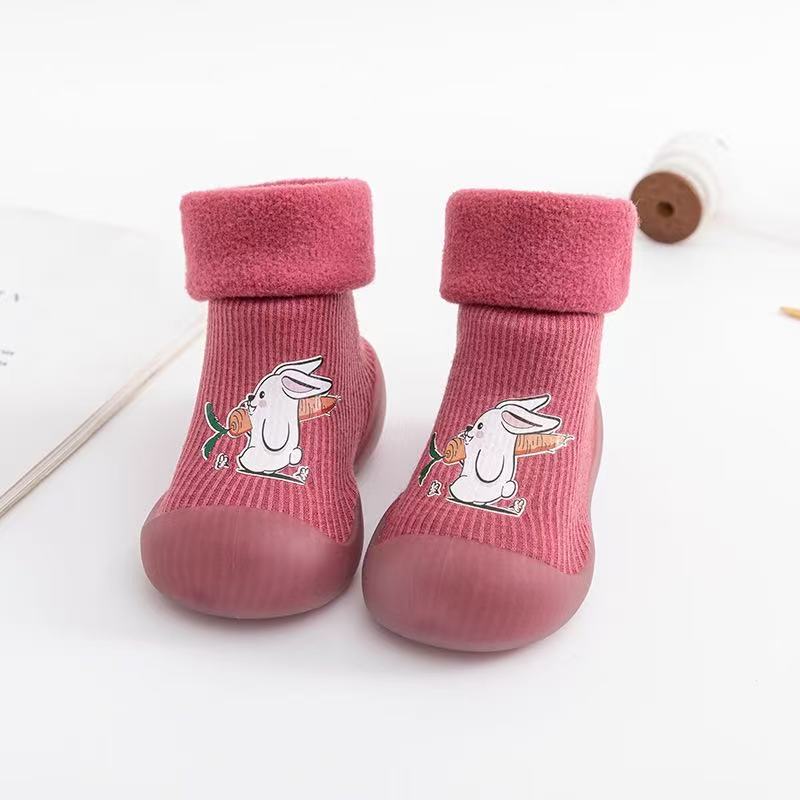 Non-Slip Baby/Toddler Sock Shoes with Soft Rubber Soles – Warm, Flexible Indoor Shoes for Infants & Toddlers (Sizes 12M to 2 Years)