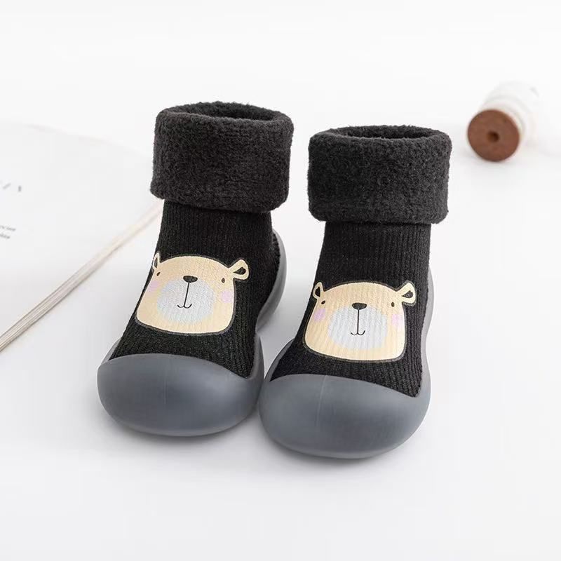 Non-Slip Baby/Toddler Sock Shoes with Soft Rubber Soles – Warm, Flexible Indoor Shoes for Infants & Toddlers (Sizes 12M to 2 Years)
