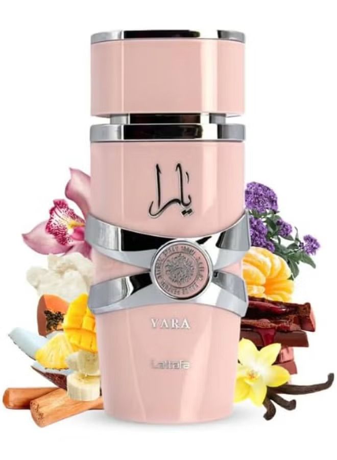 Lattafa Yara Pink Perfume 100ml (3.4 oz) EDP - Original Lattafa Yara for Women - Long Lasting Sweet Vanilla & Marshmallow Arabian Scent - MOKS