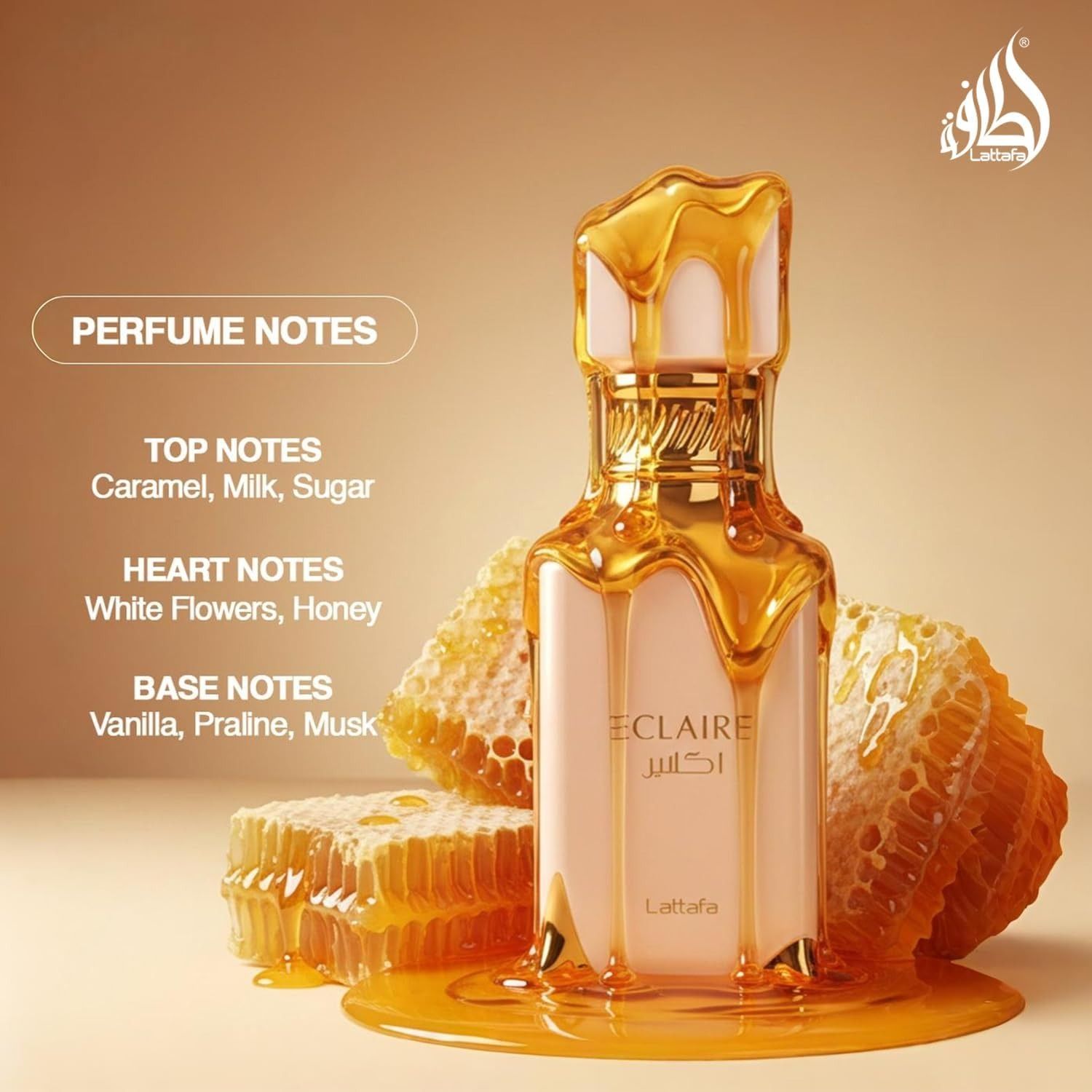 Lattafa Eclaire Perfume 100ml (3.4 oz) EDP - Original Lattafa Eclaire for Women - Long Lasting Creamy Caramel & Milk Gourmand Scent - MOKS
