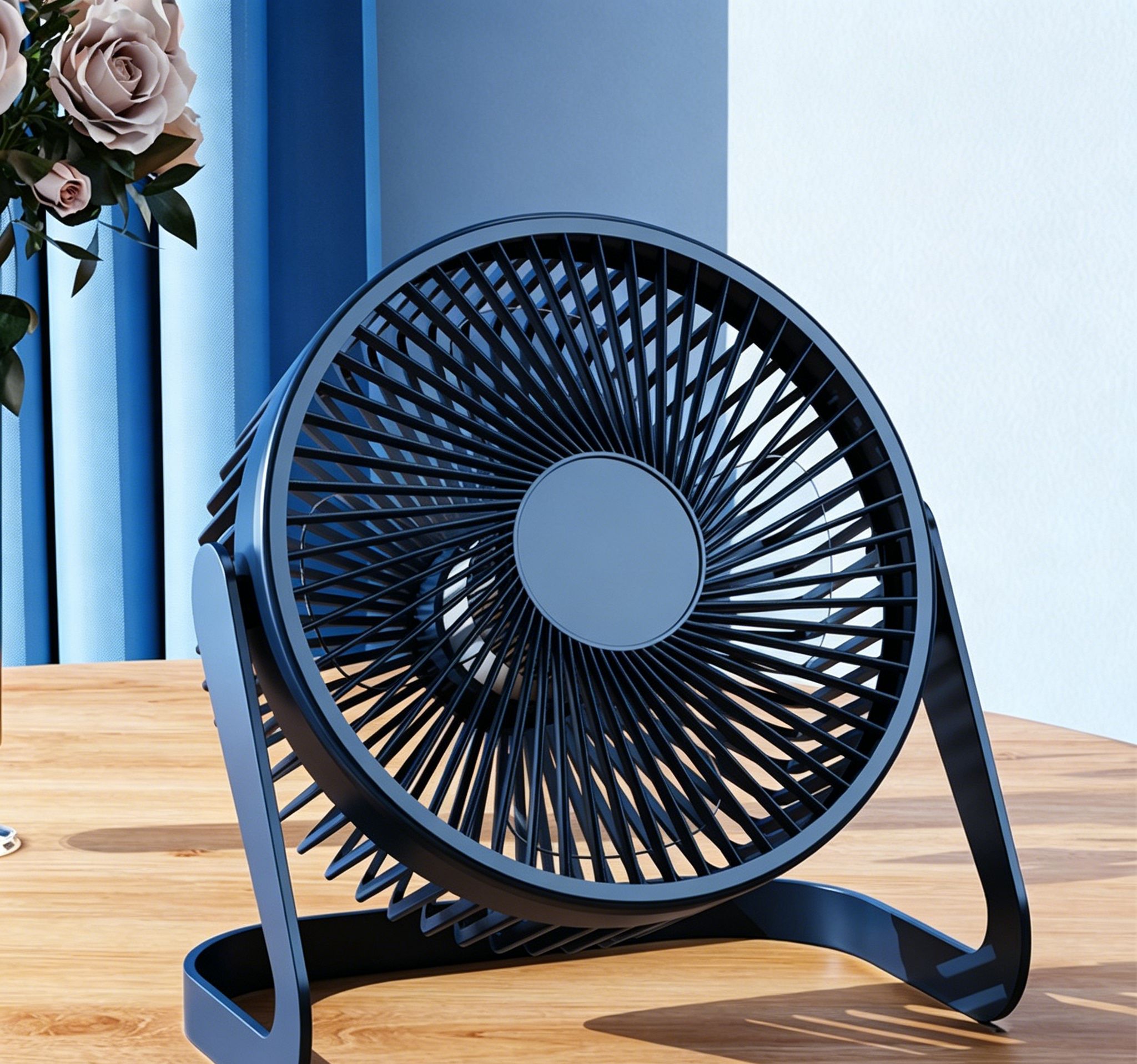 USB Desk Fan, Ultra Quiet Powerful Wind Small Table Fan, 360° Adjustable Portable Desktop Cooling Fan For Home Office Bedroom Study
