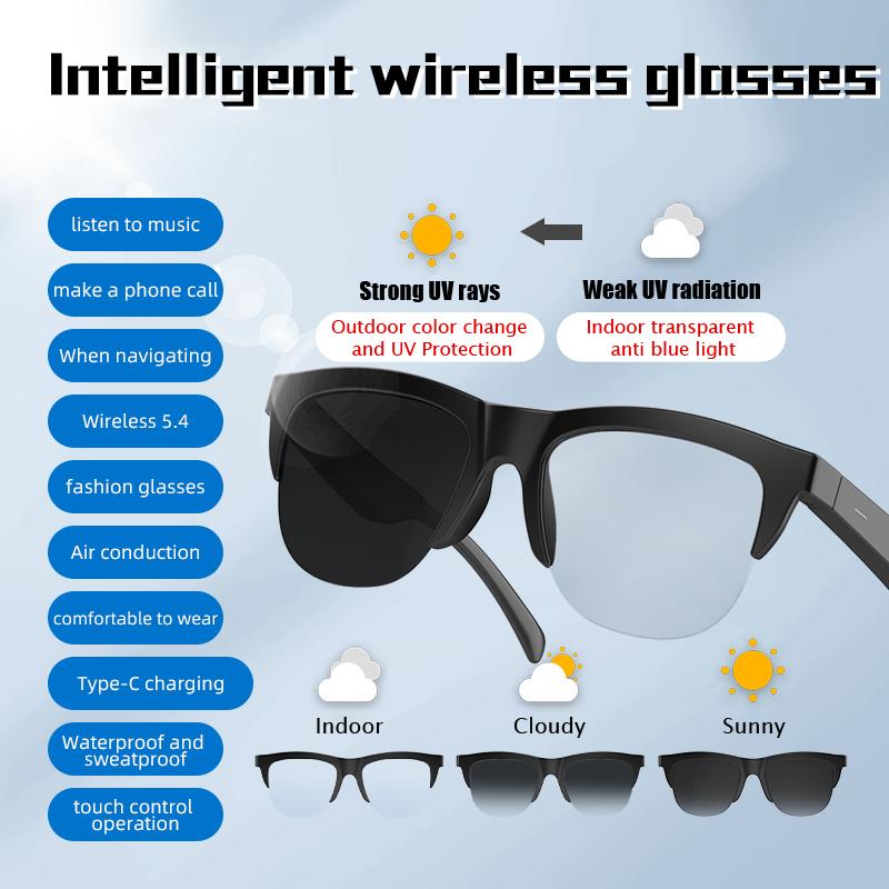 Bluetooth Color-changing Smart Glasses - Air Conduction Calls & Music with UV Protection