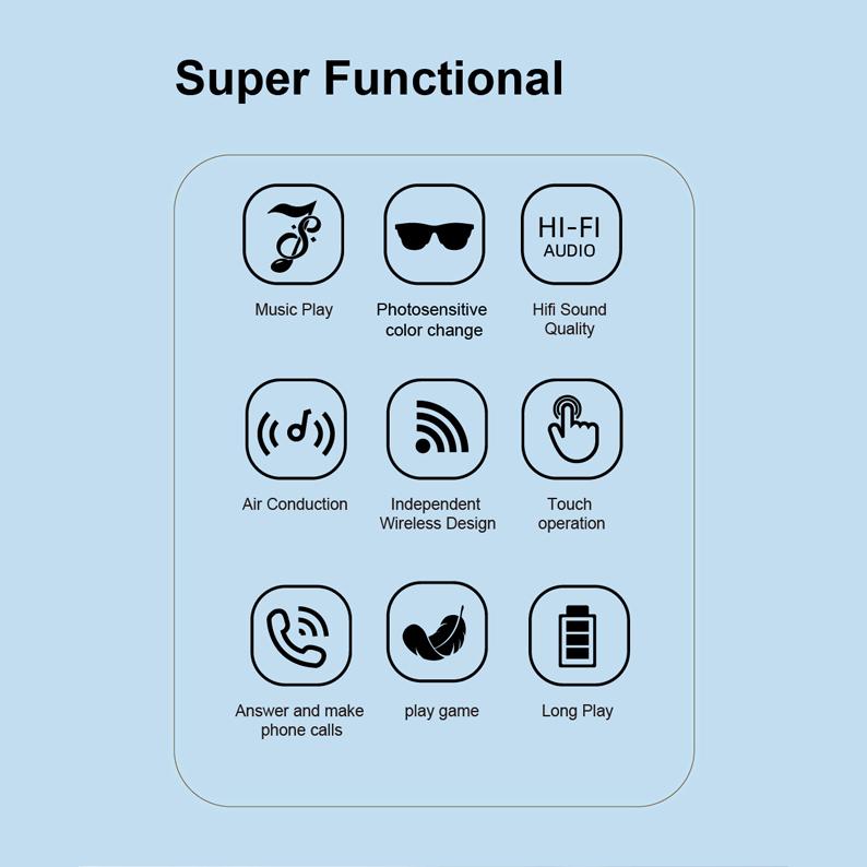 Bluetooth Color-changing Smart Glasses - Air Conduction Calls & Music with UV Protection