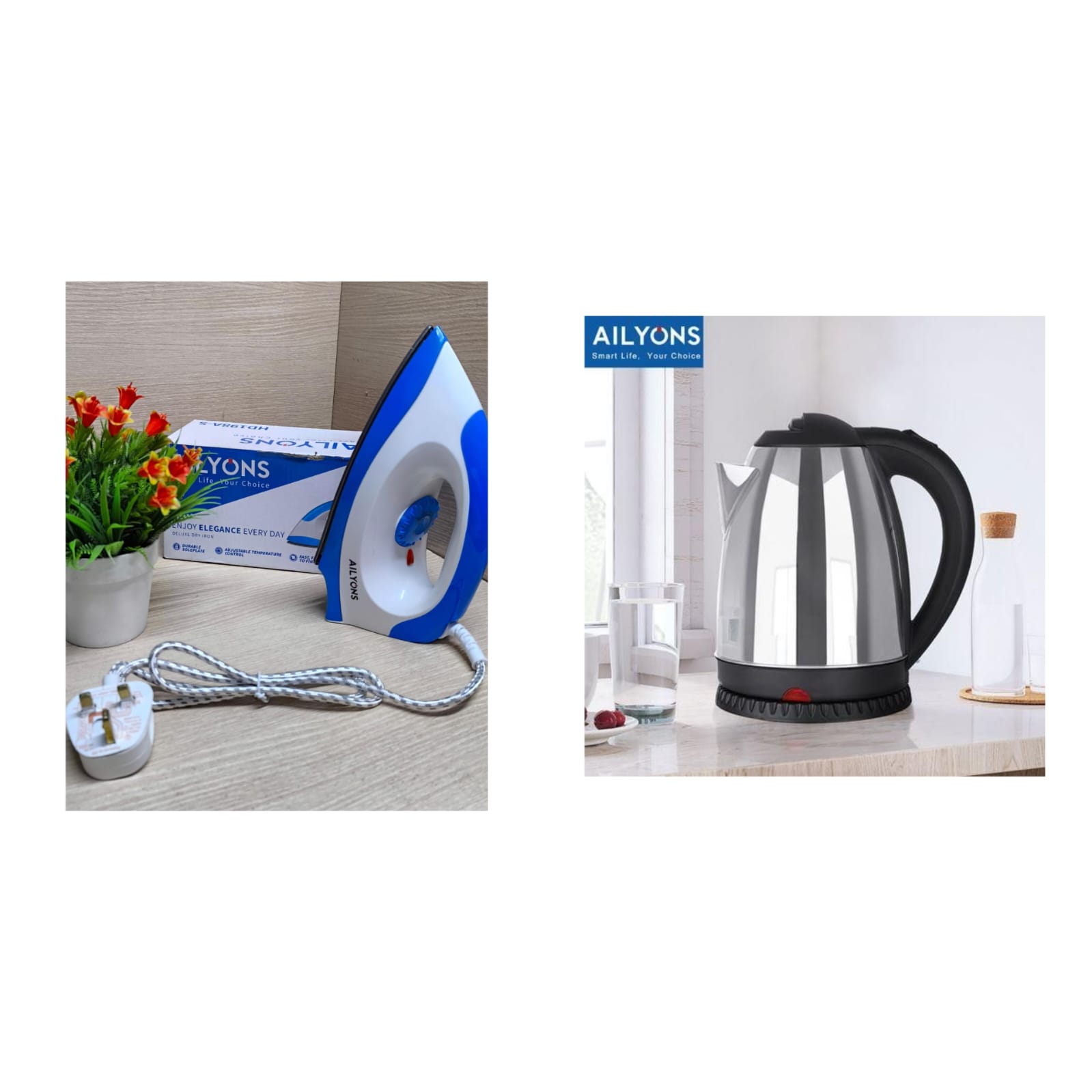 Ailyons Dry Iron + 1.8L Electric Kettle Combo – Smart Home Essentials Deal! ⚡🔥
Upgrade your home with this practical and affordable combo featuring reliable appliances from Ailyons – perfect for ever