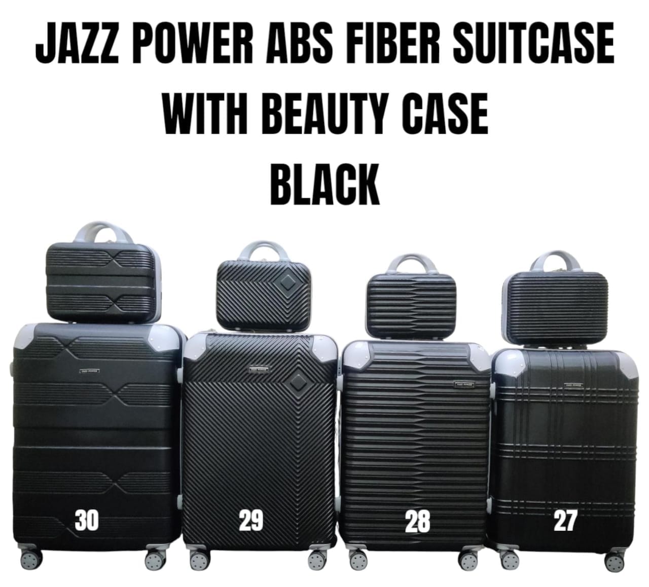 JAZZ ABS FIBER SUITCASE – 4 IN 1 SET
WITH BEAUTY CASE | DH2322
Travel smart, stylish, and fully organized with this premium 4-in-1 suitcase set – perfect for every journey!
✨ What’s Included:
✔️ Size