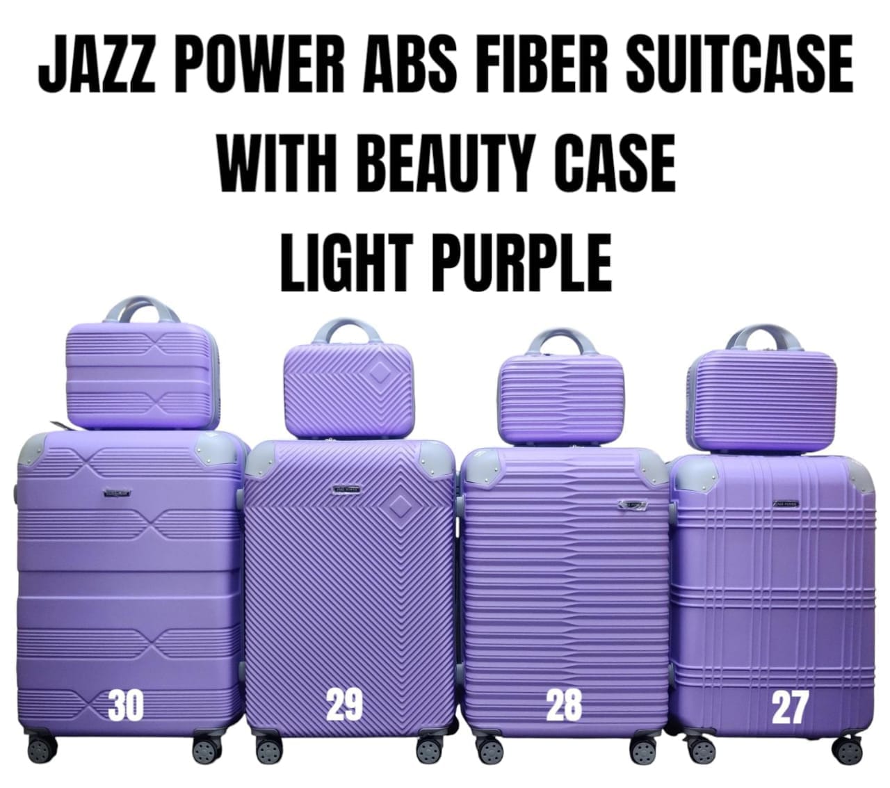 JAZZ ABS FIBER SUITCASE – 4 IN 1 SET
WITH BEAUTY CASE | DH2322
Travel smart, stylish, and fully organized with this premium 4-in-1 suitcase set – perfect for every journey!
✨ What’s Included:
✔️ Size