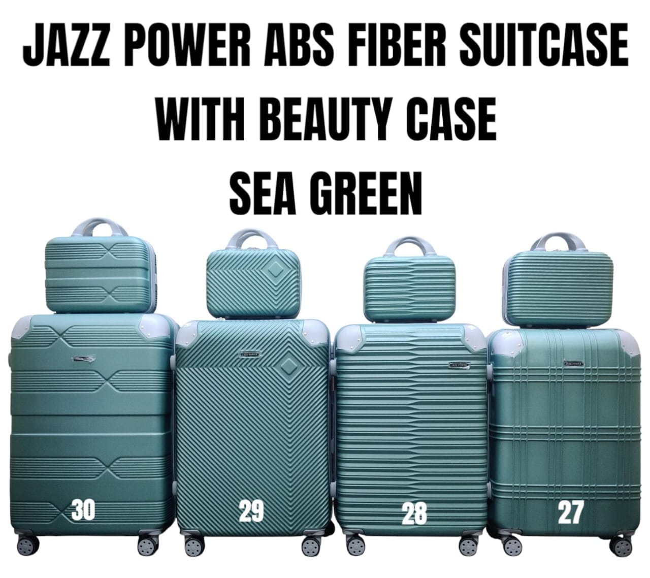 JAZZ ABS FIBER SUITCASE – 4 IN 1 SET
WITH BEAUTY CASE | DH2322
Travel smart, stylish, and fully organized with this premium 4-in-1 suitcase set – perfect for every journey!
✨ What’s Included:
✔️ Size