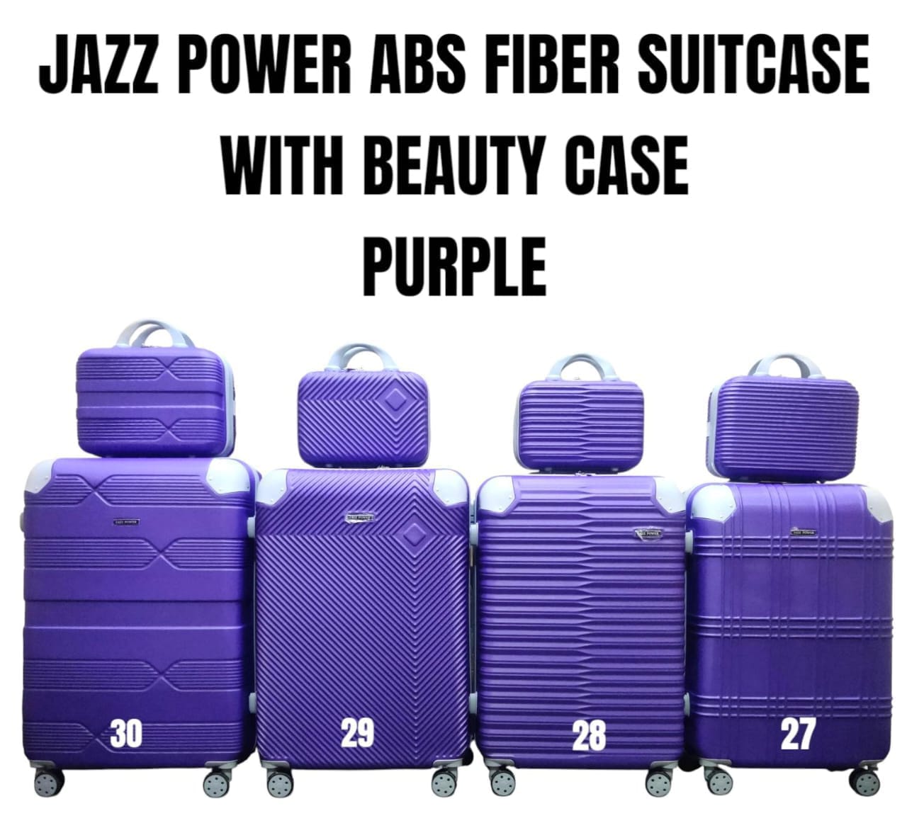 JAZZ ABS FIBER SUITCASE – 4 IN 1 SET
WITH BEAUTY CASE | DH2322
Travel smart, stylish, and fully organized with this premium 4-in-1 suitcase set – perfect for every journey!
✨ What’s Included:
✔️ Size