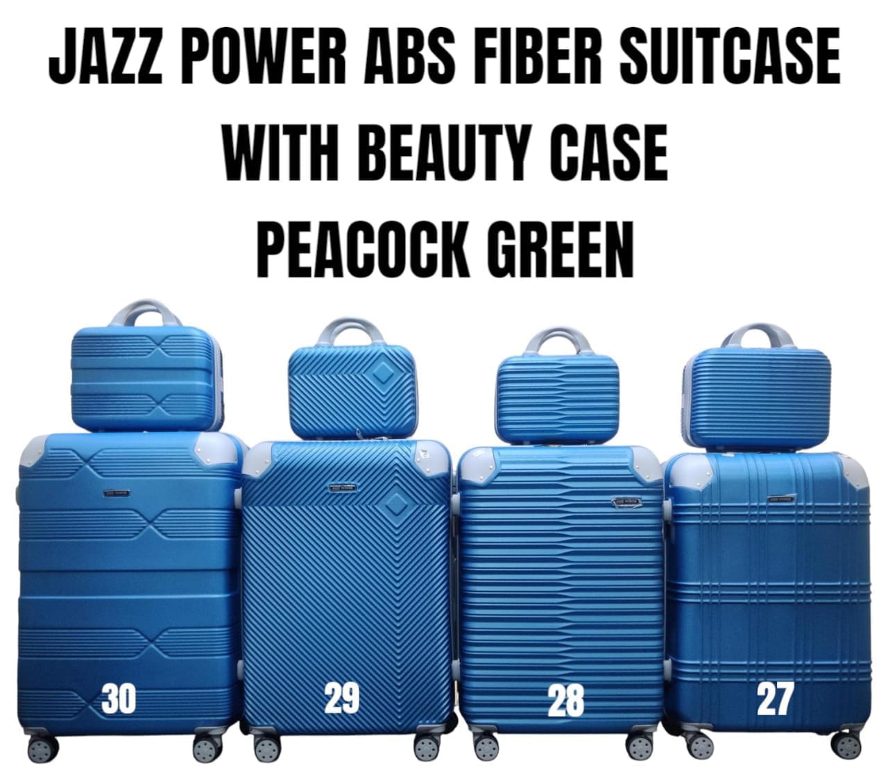 JAZZ ABS FIBER SUITCASE – 4 IN 1 SET
WITH BEAUTY CASE | DH2322
Travel smart, stylish, and fully organized with this premium 4-in-1 suitcase set – perfect for every journey!
✨ What’s Included:
✔️ Size