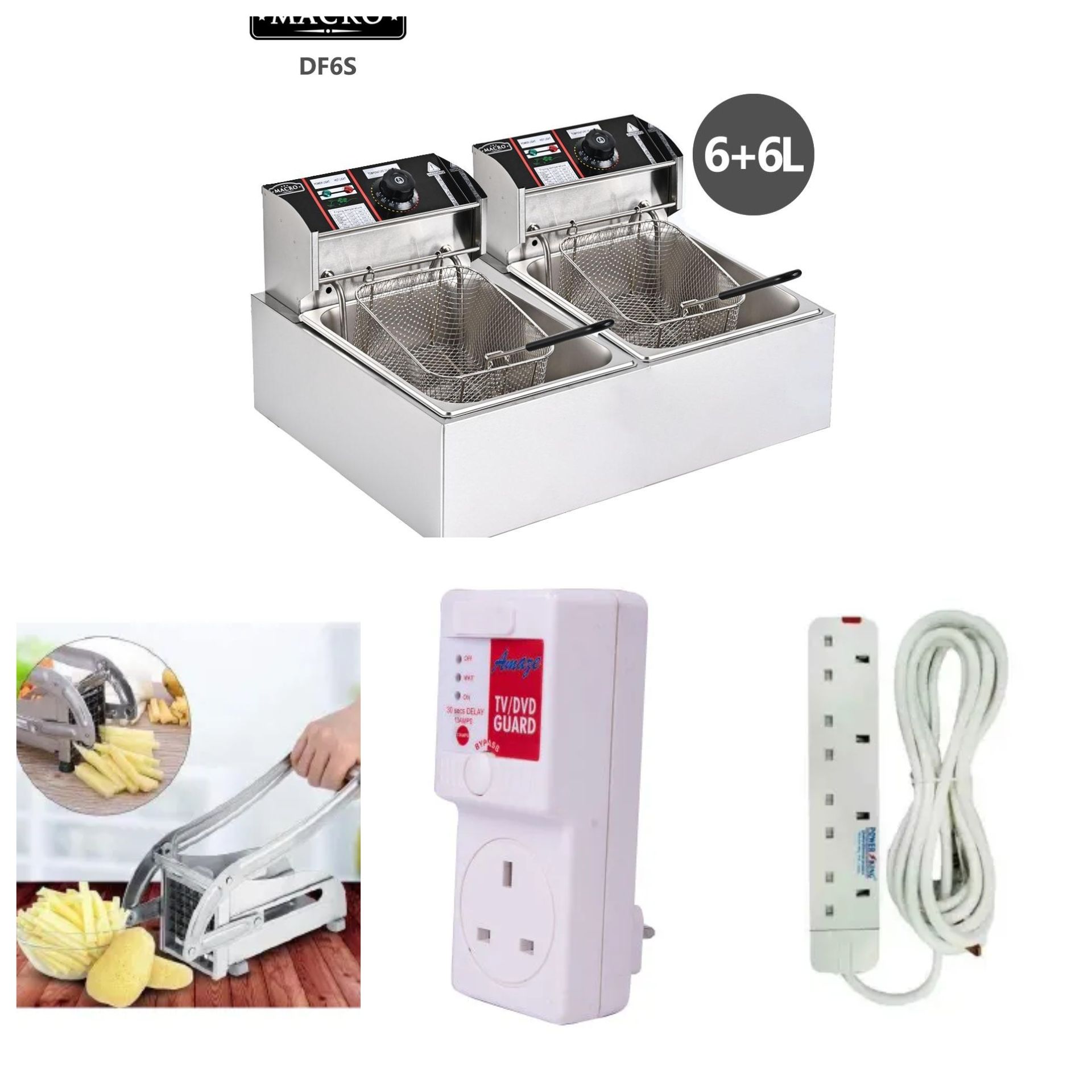 LIMITED OFFER🎀6L+6L Double Electric Chips Deep Fryer Machine+FREE CHIPS SLICER+Tv GUARD+EXTENSION🍠Make authentic, restaurant-style fish and chips, chicken wings, mozzarella sticks and more