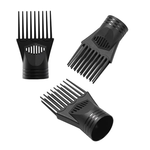 black hair dryer comb attachments, commonly used for styling and straightening thick or textured hair. 
Type: Professional hair dryer comb nozzle/attachment.
Material: Heat-resistant plastic.
Function