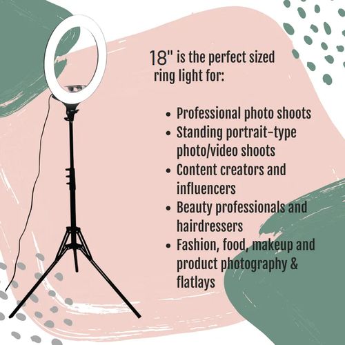 18 Inch Selfie LED Ring Light with 2.1M Stand And 3 Phone Holder  For Live Stream/Makeup Live Broadcast Dimmable LED RingLight 3 Color Modes 10 Brightness Level For YouTube Live TikTok