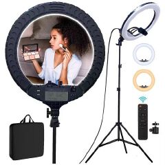 22 Inch Selfie LED Ring Light with 2.1M Stand And 3 Phone Holder  For Live Stream/Makeup Live Broadcast Dimmable LED RingLight 3 Color Modes 10 Brightness Level For YouTube Live TikTok