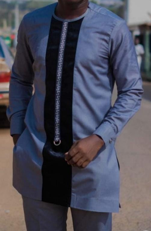 Fashion 2Pc Men Suit Ankara Outfit 100% Cotton Fashion African Shirt Ankara Print Shirt and Trouser