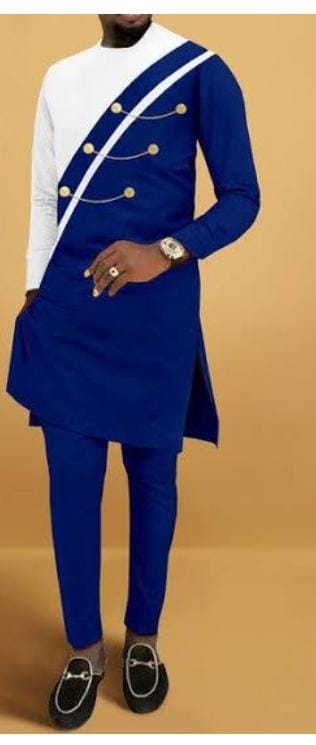 Fashion 2Pc Men Suit Ankara Outfit 100% Cotton Fashion African Shirt Ankara Print Shirt and Trouser