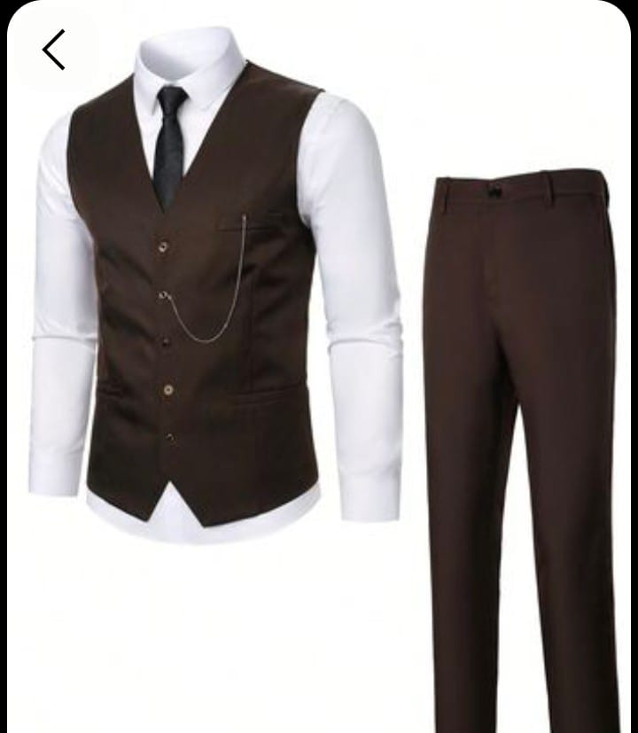 New British Style 3PC Trendy Elegant Handsome Men's Suit Vest Men's Clothing Tops Waistcoat European American White Fitting Official Shirt and Trouser