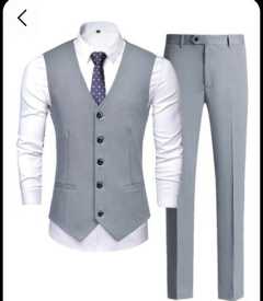 EASTER SALE HOT New British Style 3PC Trendy Elegant Handsome Men's Suit Vest Men's Clothing Tops Waistcoat European American White Fitting Official Shirt and Trouser