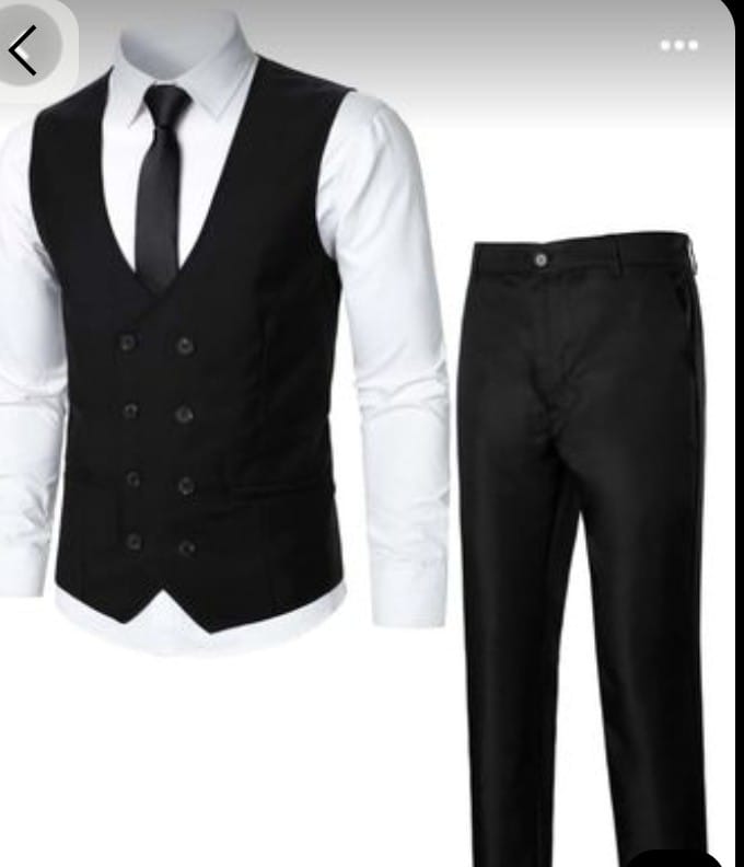 New British Style 3PC Trendy Elegant Handsome Men's Suit Vest Men's Clothing Tops Waistcoat European American White Fitting Official Shirt and Trouser
