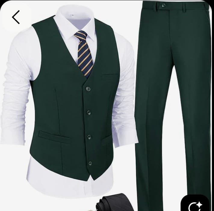 New British Style 3PC Trendy Elegant Handsome Men's Suit Vest Men's Clothing Tops Waistcoat European American White Fitting Official Shirt and Trouser