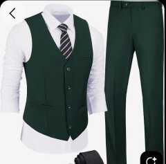 EASTER SALE HOT New British Style 3PC Trendy Elegant Handsome Men's Suit Vest Men's Clothing Tops Waistcoat European American White Fitting Official Shirt and Trouser