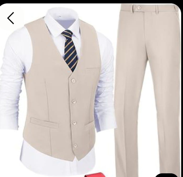 New British Style 3PC Trendy Elegant Handsome Men's Suit Vest Men's Clothing Tops Waistcoat European American White Fitting Official Shirt and Trouser