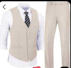 EASTER SALE HOT New British Style 3PC Trendy Elegant Handsome Men's Suit Vest Men's Clothing Tops Waistcoat European American White Fitting Official Shirt and Trouser