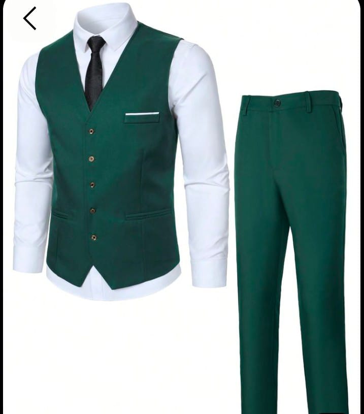 New British Style 3PC Trendy Elegant Handsome Men's Suit Vest Men's Clothing Tops Waistcoat European American White Fitting Official Shirt and Trouser