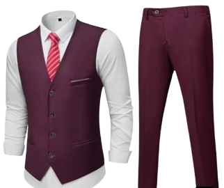 New British Style 3PC Trendy Elegant Handsome Men's Suit Vest Men's Clothing Tops Waistcoat European American White Fitting Official Shirt and Trouser