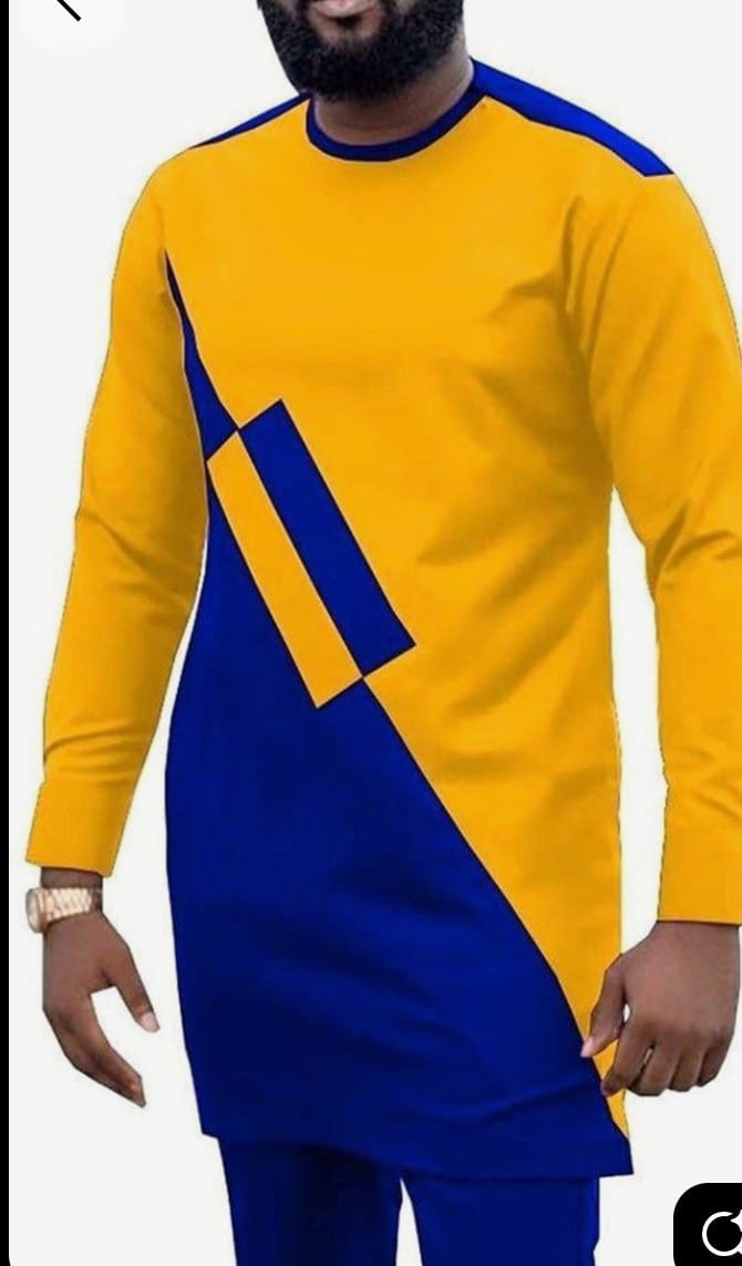 Fashion 2Pc Men Suit Ankara Vintage Traditional Outfit 100% Cotton Fashion African Shirt Modern Print Shirt and Matching Trouser