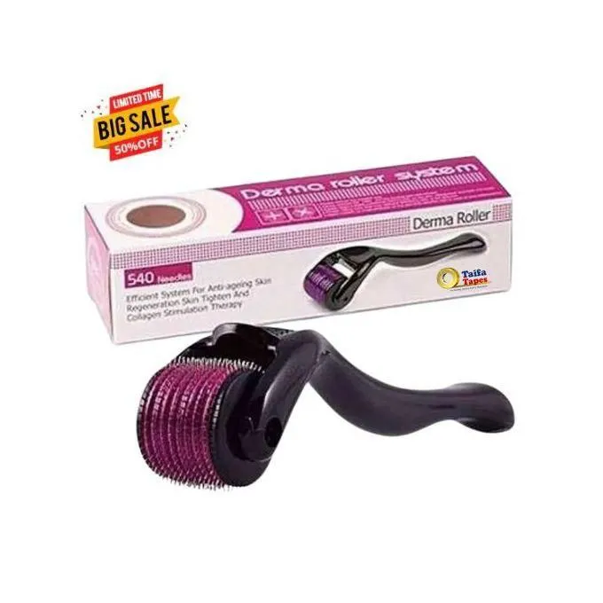 Derma Roller For Beard & Hair Growth, Anti Aging ,Removes Stretchmarks Boosts Minoxidil Absorption –DERMA ROLLER 540 Microneedling , Clearer Skin & Collagen Boost Anti-acne, Anti-aging, Antiwrinkle &
