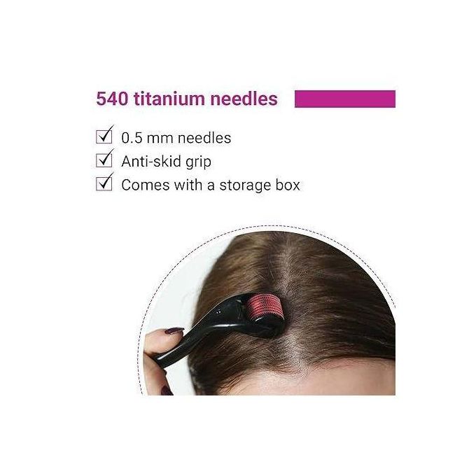 Derma Roller For Beard & Hair Growth, Anti Aging ,Removes Stretchmarks Boosts Minoxidil Absorption –DERMA ROLLER 540 Microneedling , Clearer Skin & Collagen Boost Anti-acne, Anti-aging, Antiwrinkle &