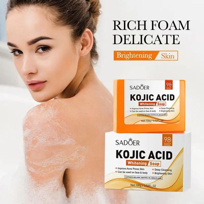 SADOER 3 Pieces Kojic Acid Anti Acne Soap, Skin Moisturizing, Deep Cleansing, Acne Removal, Skin Repair Face & Body Oil Control Brightening Bar Soap Dedicated Skin Deep Cleaning Bathing Soap