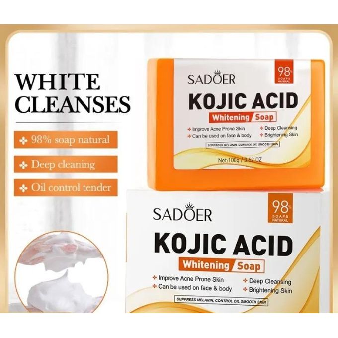SADOER 3 Pieces Kojic Acid Anti Acne Soap, Skin Moisturizing, Deep Cleansing, Acne Removal, Skin Repair Face & Body Oil Control Brightening Bar Soap Dedicated Skin Deep Cleaning Bathing Soap